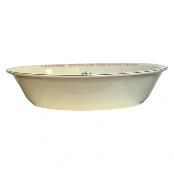 SPODE Christmas Tree Sentiment Oval Green Rim Dish 12.75" Microwave Freezer Safe - Picture 3 of 6